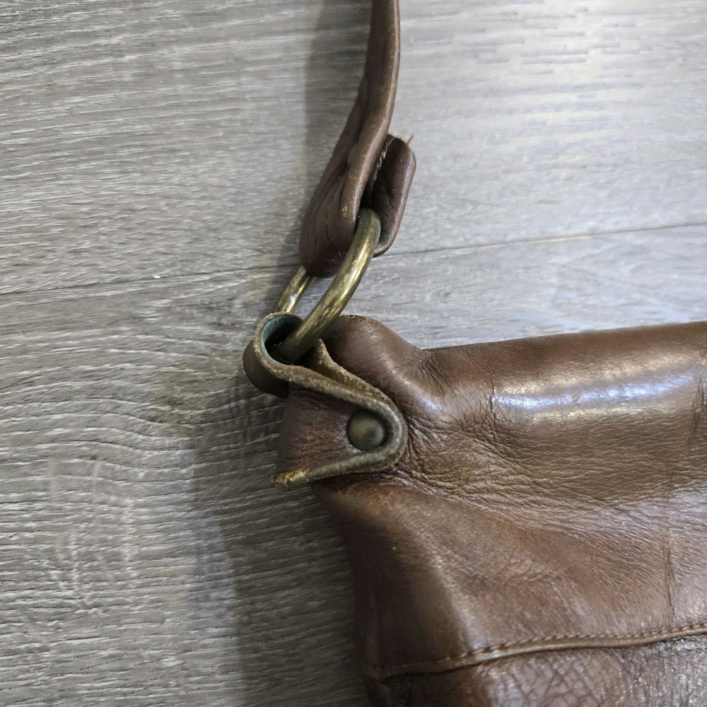 Vintage Casuals By Justin Brown Leather Cowhide Shoulder Bag Purse - Picture 4 of 12
